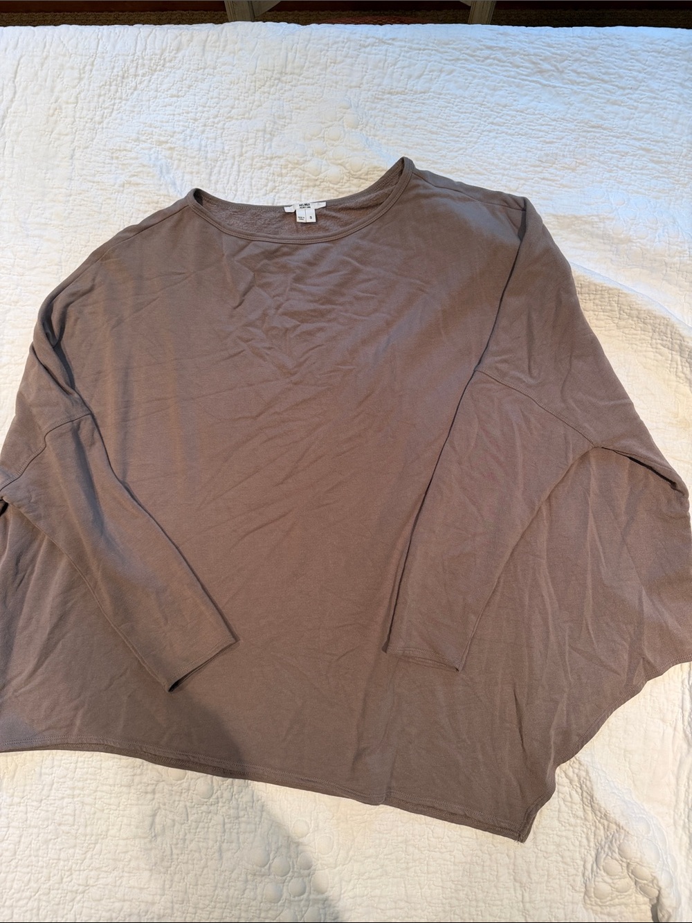 Helmut Lang Relaxed Long Sleeve Top in Taupe Gray